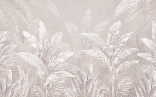 современные, бежевые, листья, тропические