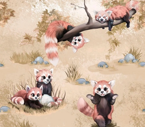 в детскую комнату, еноты, на песочном фоне, детские