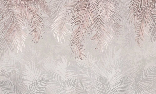 современные, пальмовые листья, серо-розовые