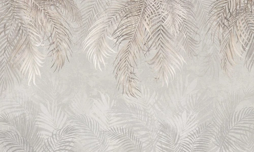 современные, пальмовые листья, коричневые, на сером