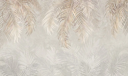 современные, листья, медные, на сером фоне