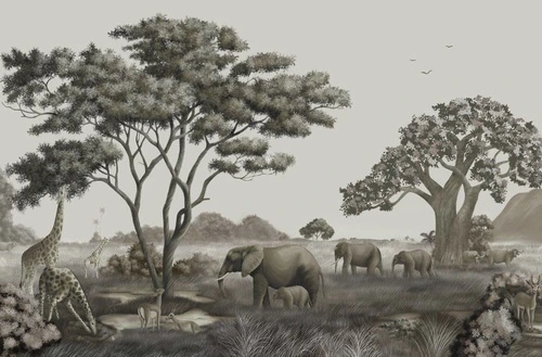 современные, новинки, саванна, животные, деревья, итальянские животные обои