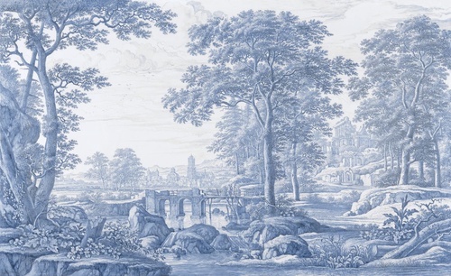 пейзаж, синие, парк, лес, деревья