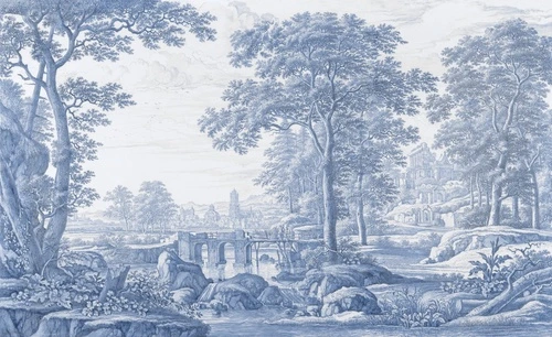 пейзаж, синие, парк, лес, деревья