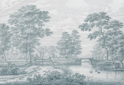 пейзаж, серо-зеленые, новинки, деревья, река, забор, лес