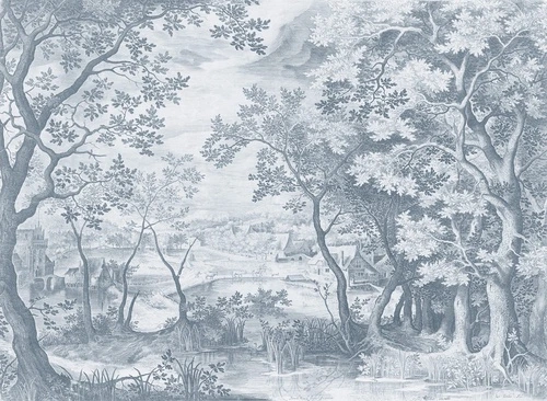 пейзаж, серо-синие, кленовые деревья, природа, лес