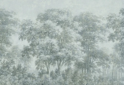 пейзаж, серо-зеленые, деревья, лес