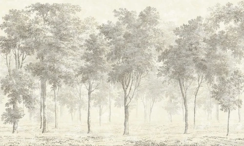 пейзаж, бежевые, новинки, деревья в тумане, лес