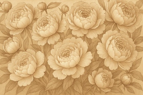 пионы, цветы, флора, винтаж, сепия, ботаника, романтика, природа