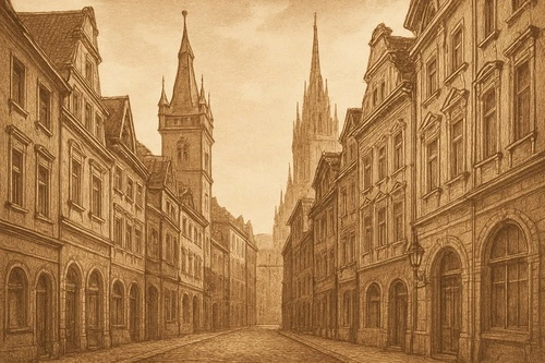 город, винтаж, архитектура, улица, здания, сепия, старый город, исторический