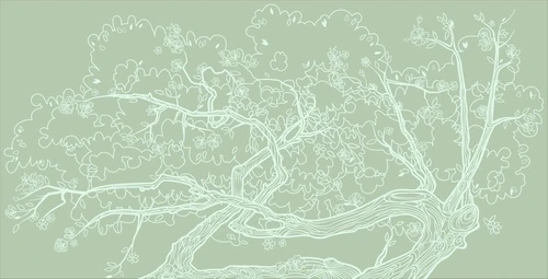 графика, дерево, салатовые, ветки