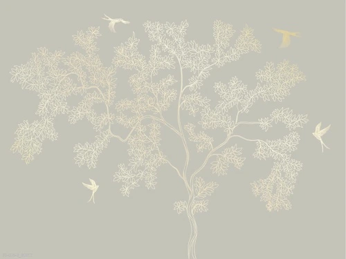 дерево, графика, золото, на светло бежевом фоне