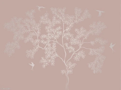 дерево, графика, персиковые, серебряные