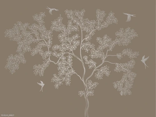 дерево, графика, коричневые, серебряные ветки