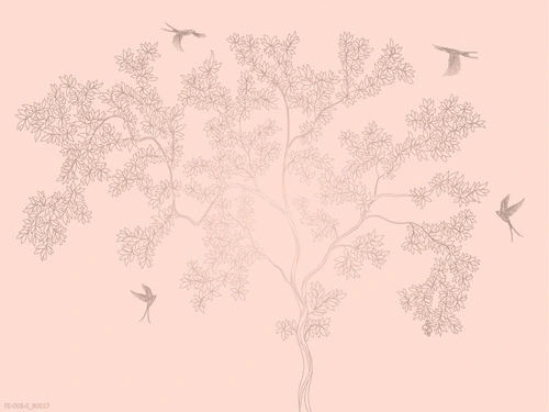 дерево, графика, пудрово-розовые, с серебром
