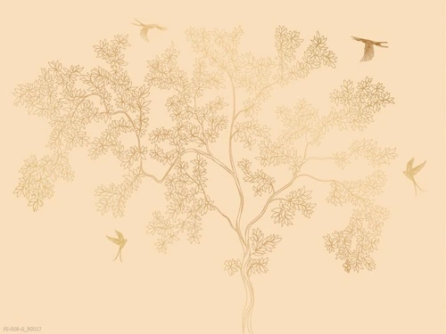 дерево, графика, абрикосовые, ветки, птицы, листья