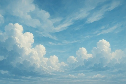 облака, небо, голубые, белые, пушистые, потолок