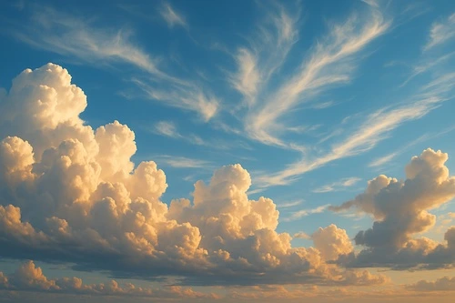 небо, облака, голубые, закат, рассвет, минимализм, на потолок, в спальню