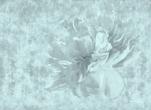 цветы на штукатурке, серо-бирюзовые, лофт