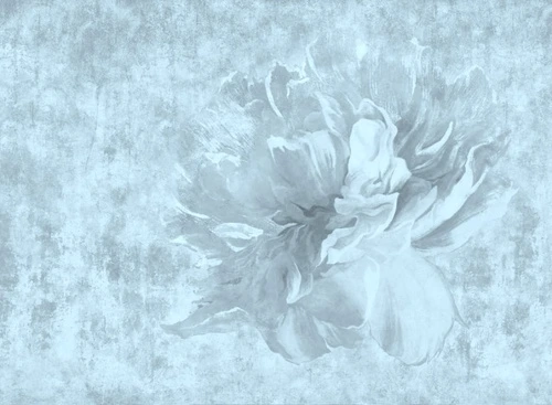 цветы, на штукатурке, голубые, лофт