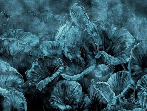 современные, листья лотоса, бирюзовые