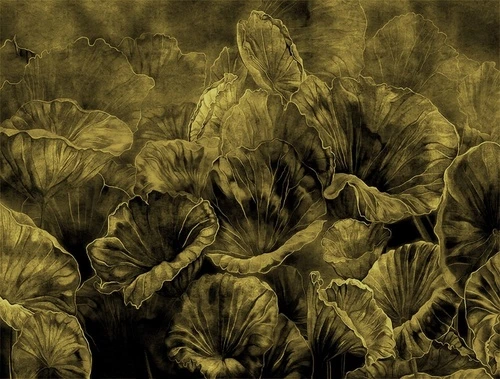 современные, болотные, горчичные, лотос, листья, яркие, под бархат