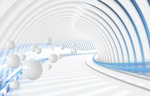 футуризм, 3D, туннель, абстракция, белый интерьер, хай-тек, технологии, модерн, цифровой стиль, геометрия, минимализм, шары, неоновый свет