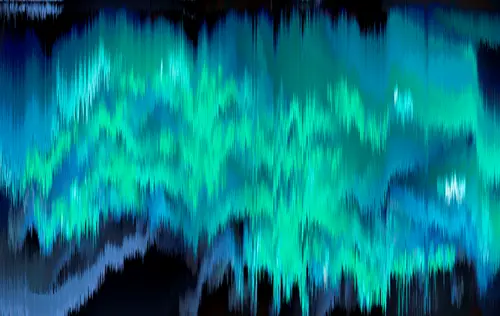 северное сияние, синий, золото, сияние, темный, яркий, градиент