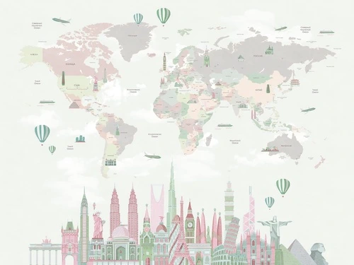 карта для мальчика, детские карты, в светлых тонах, в детскую комнату, на сером фоне, карта с городом