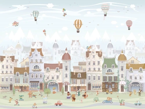 городок, детский городок, в детскую комнату, светлые цвета, пастельные