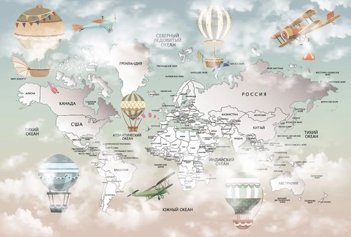 карты, карты мира, детская карта, на стену карты, светлые, голубые, в детскую комнату