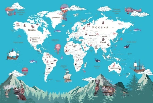 карты, карты мира, детская карта, синие, яркие, в детскую комнату