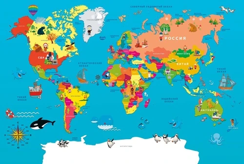 карты, яркие, красные, синие, в детскую комнату