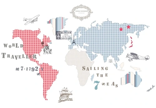 карты, светлые, на белом фоне, в детскую комнату