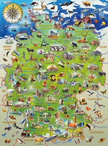 карты, карта германии, с памятниками, в детскую комнату