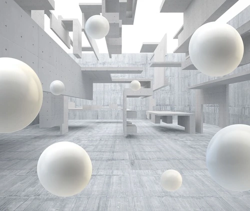 абстракция, 3d, шары, белые, бетон, минимализм, архитектура, футуризм, объемные, светлые, современный стиль, геометрия