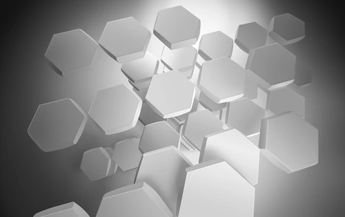 абстракция, 3d, шестиугольники, объемные, геометрия, серые, минимализм, фигуры, тени, свет