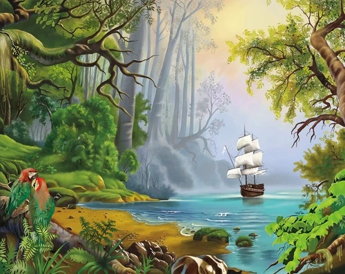 парусник, море, корабль на море, в комнату мальчика, в детскую комнату