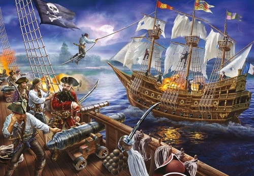 в детскую комнату, пираты, пиратский корабль, море, нападение пиратов