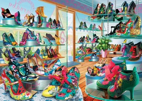 в детскую комнату, в обувной магазин, туфли, обувь, яркие туфли