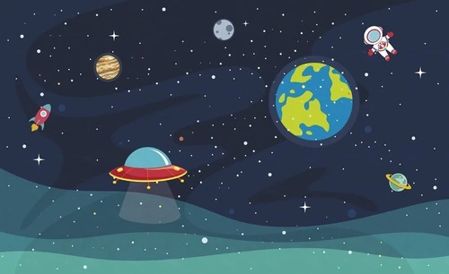 космос, планеты, земля, звездное небо, в детскую комнату