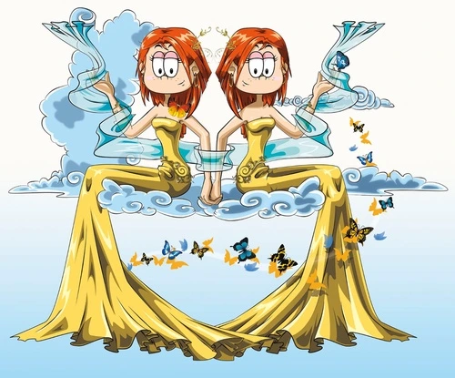 аниме, девочки, близнецы, знаки зодиака