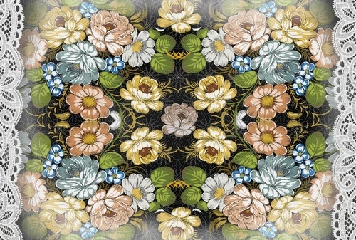 вышивка, цветы, черный фон, кружево, народный орнамент, этнические, гобелен, симметрия, узоры, декоративный текстиль