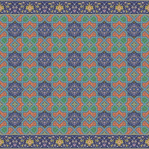 восточные, геометрические, орнамент, симметричные, красочные, зелёные, синие, бирюзовые, узорные, традиционные, этнические, исламские, декоративные