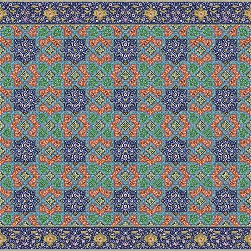 восточные, геометрические, орнамент, симметричные, красочные, зелёные, синие, бирюзовые, узорные, традиционные, этнические, исламские, декоративные