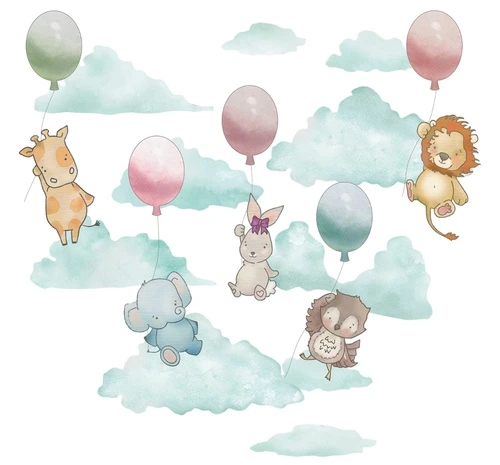 обои со зверями, живые обои звери, аниме звери, звери на воздушных шарах, в детскую комнату