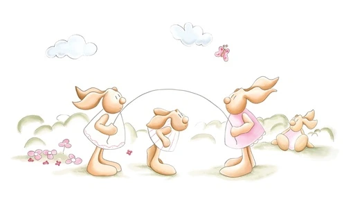 зайки, скакалка, в детский садик, в детскую комнату, светлые в детскую