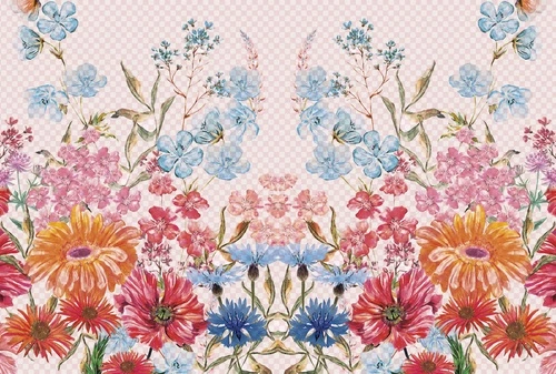 цветы, акварель, васильки, герберы, оранжевые цветы, синие цветы, розовые цветы, красные цветы, прозрачный фон, флора, букет