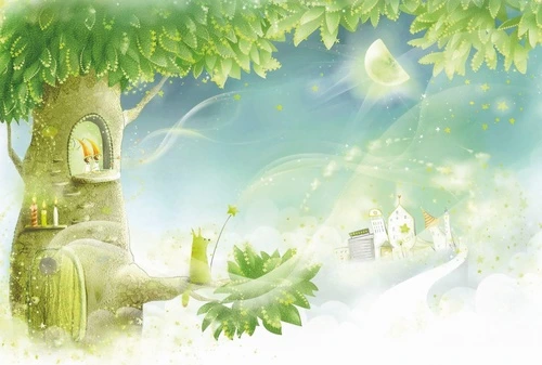 детские, дерево, домик, яркие, домик в дереве, в детскую комнату, домик на дереве