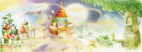 детские, детские обои город, обои детский город, сказочный город, в детскую комнату, яркие, сказочно красивые обои, сказочные, волшебные
